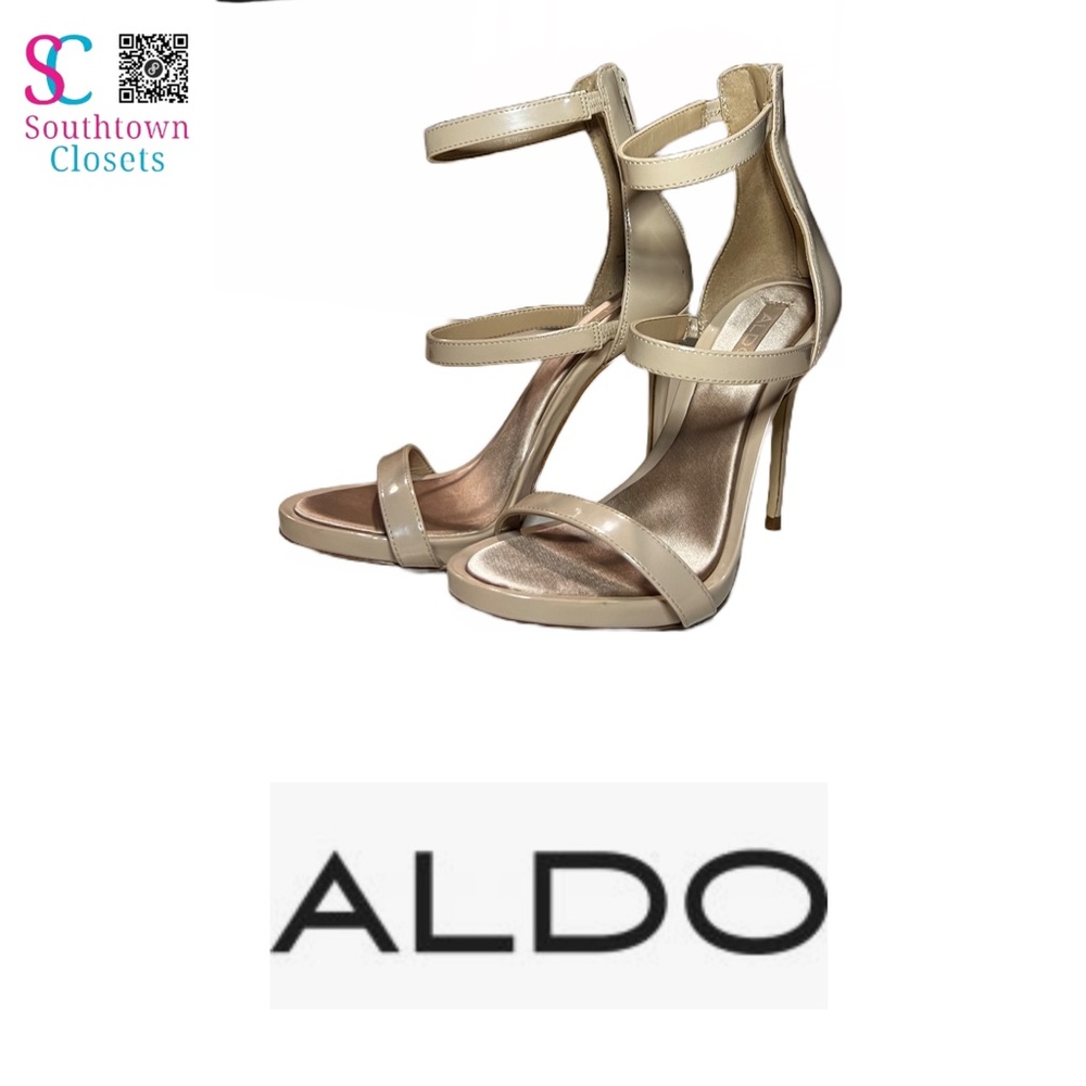 Aldo beige patent leather Jamaica stiletto sandal